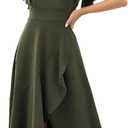 Long Black Formal Dresses for Women Gowns Evening Party Cocktail Dress,Split Elegant V Neck Wrap Ruffle Wedding Guest Dresses (Large, Army Green)
