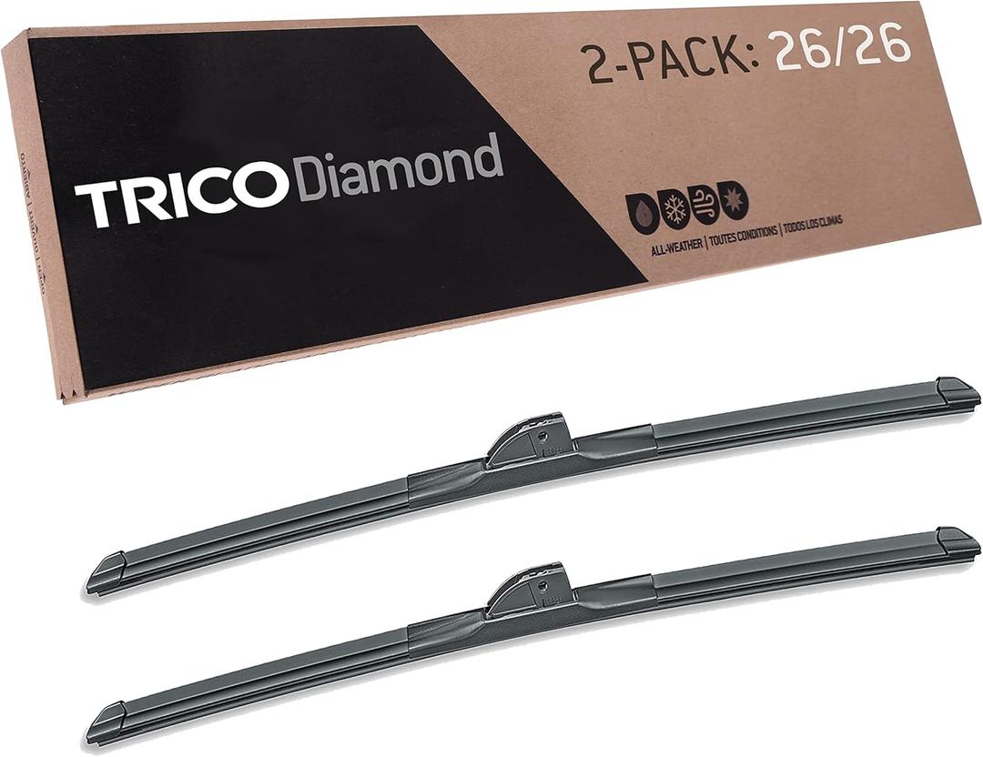 TRICO Diamond 26" + 26" Premium Automotive Replacement Windshield Wiper Blades (Set of 2), Passenger and Driver Side All-Weather Beam Wiper Blades for Select Vehicle Models