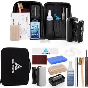 Ski/Snowboard Wax Kit, Ski Tuning & Waxing Kit with Wax Iron, Complete Basic Wax Set - Professional Tuning Equipment, All Temperature Wax, Base Cleaner, Brush, Wax Scraper, P-tex, Tuning Stone