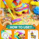 16" Cinco de Mayo Pinata, Large Rainbow Color Donkey Pinata 16 x 13 x 5.5 ln with Stick and Blindfold for Fiestas Mexican Party Decoration, Photo Prop, Taco Tuesday Event