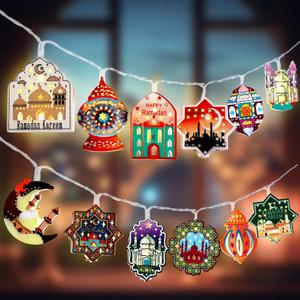 Blosssound 20 ft Eid Ramadan String Light - 40 LEDs Moon Star Decoration - Indoor Outdoor Window Lights for Eid Mubarak Party Home Decor