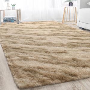 Merelax Area Rugs for Living Room Bedroom, Non-Slip Large 6x9 Feet Soft Fluffy Shaggy Bedside Rug, Indoor Floor Carpet for Kids Dorms, Nursery Rooms, Playroom, Home Decor Aesthetic, Beige/Brown