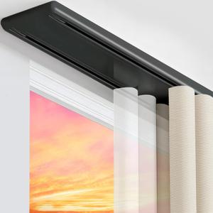 Double Curtain Track Ceiling Mount, 3.3ft Silent Curtain Rail System Black | Heavy Duty Aluminum Double Ceiling Curtain Track Holds 110 Lbs, Silent Smooth Sliding, Room Divider for Bedroom/Window