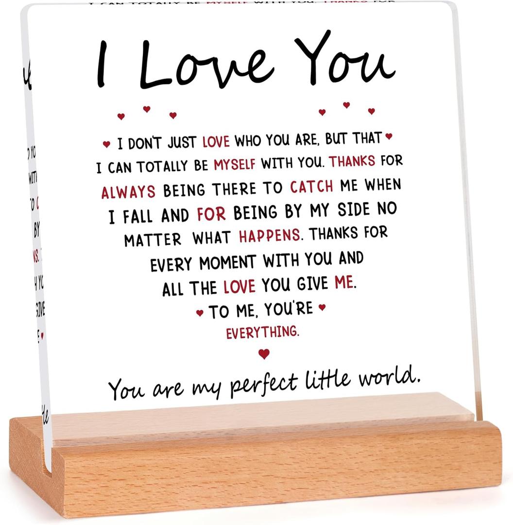 Gifts for Boyfriend Girlfriend, I Love You Acrylic Plaque Gifts for Him Her, Wedding Anniversary Birthday Gift for Men Women, Christmas Valentines Romantic Gift for Husband Wife