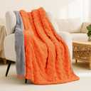 Heated Blanket, 50x60 Inch Electric Blanket, Throw Blanket with 6 Heat Settings and 1-4H Auto Off Timer, Machine Washable, Soft Flannel Fleece for Couches, Beds Office (Orange)