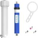 75 GPD RO Membrane Filter with Housing, Replacement Reverse Osmosis Membrane Fit Home Under Sink RO Drinking Water Filter Purifier Filtration System with Wrench, 1/4" Fitting, Check Valve