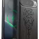 Carveit Magnetic Wooden Case for Pixel 10 Pro Google 10 Pro Case, Wood Artisan Engraved & Soft TPU Shockproof Cover, Compatible with MagSafe Wireless Chargers (The Guiding Vegvisir) Blackwood (Viking Compass-Black)