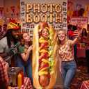 5.38 FT Hot Dog Cardboard Cutout Standup Life-Size Funny Food Standee Photo Booth Props Hot Dog Decorations for Birthday Party Restaurants Fast Food Sausage Festival Market Event Entrance
