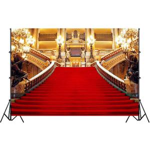 GURETER Red Carpet Backdrop, Golden Palace Gorgeous European Hall Photo Backdrop, Vinyl 10x7ft Prom Picture Photo Studio Props LSGE652