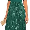 GRACE KARIN Women's Sequin V Neck Ruffle Sleeve Empire Waist Sparkly Glitter A Line Cocktail Formal Dresses, L