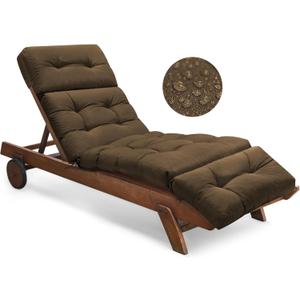 Waterproof Outdoor Chaise Lounge Chair Cushion 74.4 x 22 x 4.7 Inches Memory Foam Lounge Chair Cushions for Outdoor Furniture with Ties, Thickened Pool Chaise Lounge Chair Cushions, Brown
