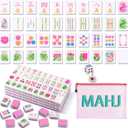 Soulchen Kaleidoscope Mahjong Tile Set 160 Mahjong Tiles 1.2'' Pink American Mahjongs Tile Set with Mahjongs Bag