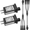 4 Pcs Class 2 Power Supply Yard Inflatable Adapter Replacement with Y Shape 1 Male Divided 3 Female Spillter Connector Low Voltage for Christmas Inflatable LED Lights Plug (30v6w)