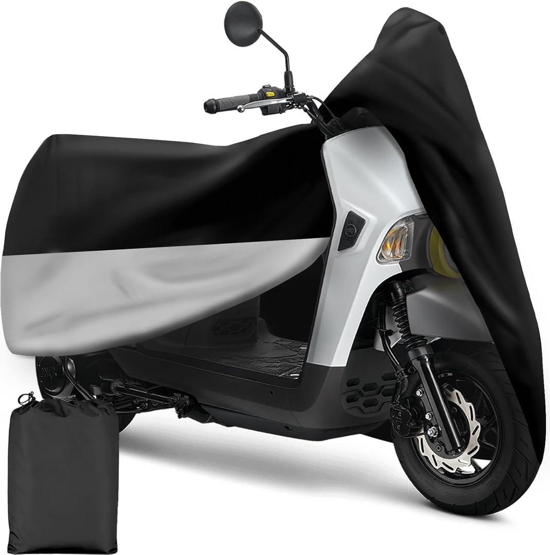 XYZCTEM Scooter Cover,Waterproof Moped Cover, Vespa Cover Outdoor Protection Against Water, UV, Wind. Black and Silver,72" L