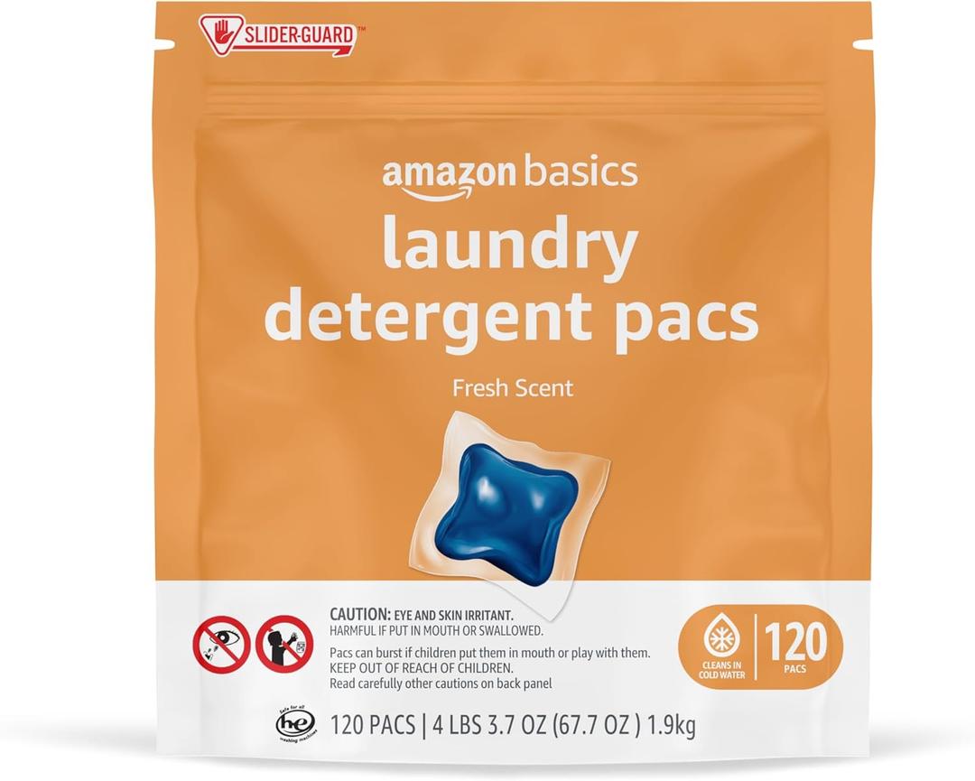 Amazon Basics Laundry Detergent Pacs, Fresh Scent, 120 Count (Previously Solimo) (120 Count (Pack of 1))