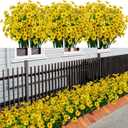 21 Bundles Artificial Outdoor UV Resistant Flowers No Fade Fake Outside Flowers Plastic Greenery Faux Shrubs Garden Porch Window Box Home Decoration (Yellow)