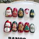Christmas Press on Nails Short Almond Fake Nails 24Pcs