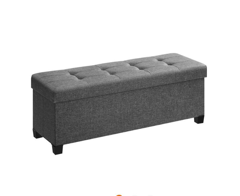 SONGMICS Storage Ottoman Benc,Dark Grey