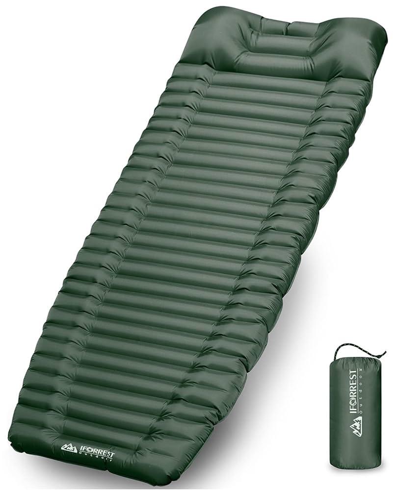 IFORREST Camping Sleeping Pad with Armrest & Pillow - Self-Inflating Air Mattress - Rollover Protection - Ultra-Comfortable Mat - Lightweight for Tent, Cot