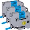 Hehua Tape Tze Tz 12mm 0.47 Laminated Blue Compatible for Brother P-Touch TZe-531 TZe531 TZ-531 TZ531 Tape for Ptouch PT D210 D200 D210 D610 H110, 1/2'' x 26.2ft Black on Blue, 3 Pack