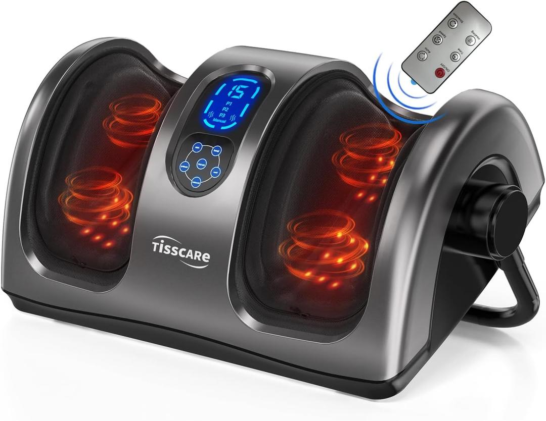 TISSCARE Shiatsu Foot Massager with Heat: FSA HSA Eligible Foot Massager for Plantar Fasciitis, Neuropathy, Circulation and Pain Relief, Massage Feet/Leg/Calf/Ankle at Home/Office, Gifts for Women Men