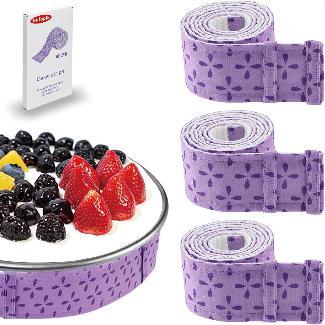 3-Piece Cake strips for even baking, Baking strips for cake pans, Baking Supplies and Cake leveler (3 Count (Pack of 1)
