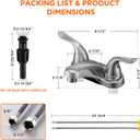 Bathroom Sink Faucets 2/3 Hole,Brushed Nickel Dual Handles 4 inch Plastic Plating Over Bathroom Faucet with Pop-up Drain and 2 Supply Hoses for Apartment Rvs Sink Vanity
