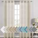 H.VERSAILTEX Linen Curtains Natural Linen Semi-Sheer Curtains 2 Panels Nickel Grommet Privacy Added Premium Soft Rich Material Drapes for Bedroom/Livingroom - 52x108 - Inch - Linen