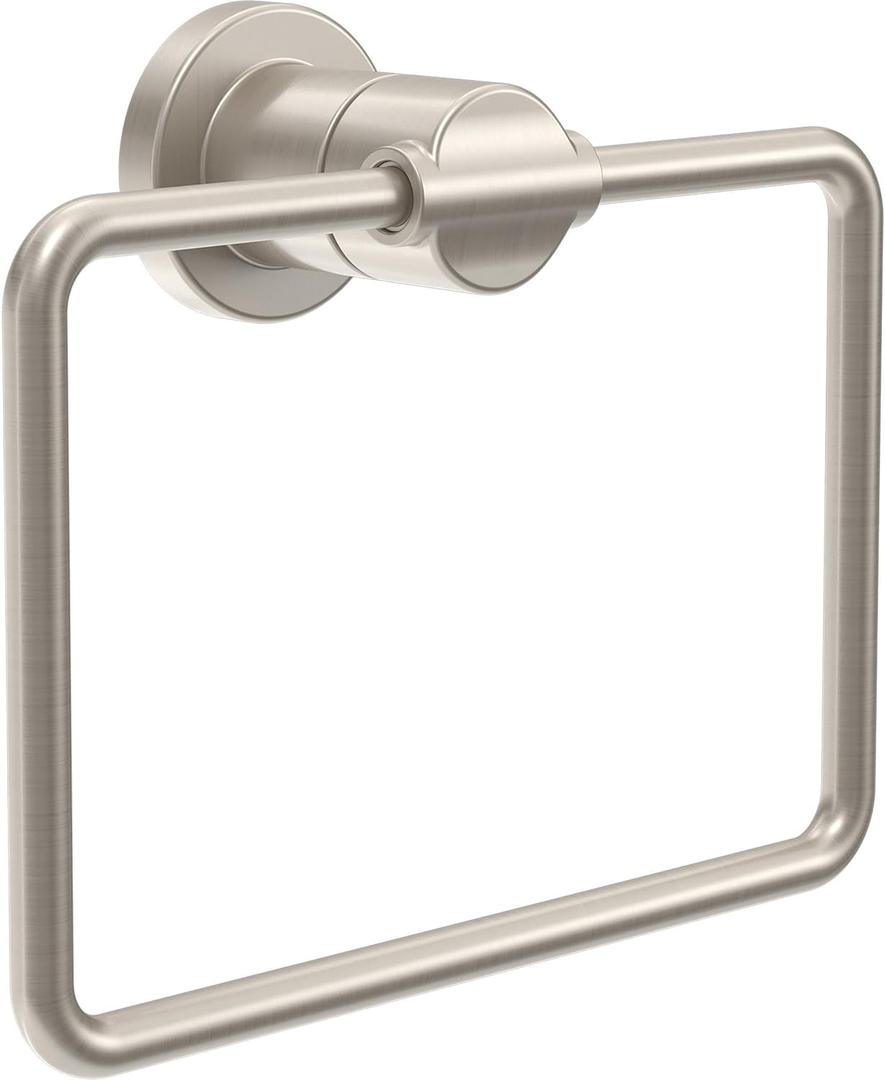 Delta Nicoli (1-Pack) Hand Towel Holder SpotShield Brushed Nickel Towel Racks for Bathroom Wall Square Towel Ring Holder for Bath Towel Hanger for Kitchen, Bathroom Accessories NIC46-DN