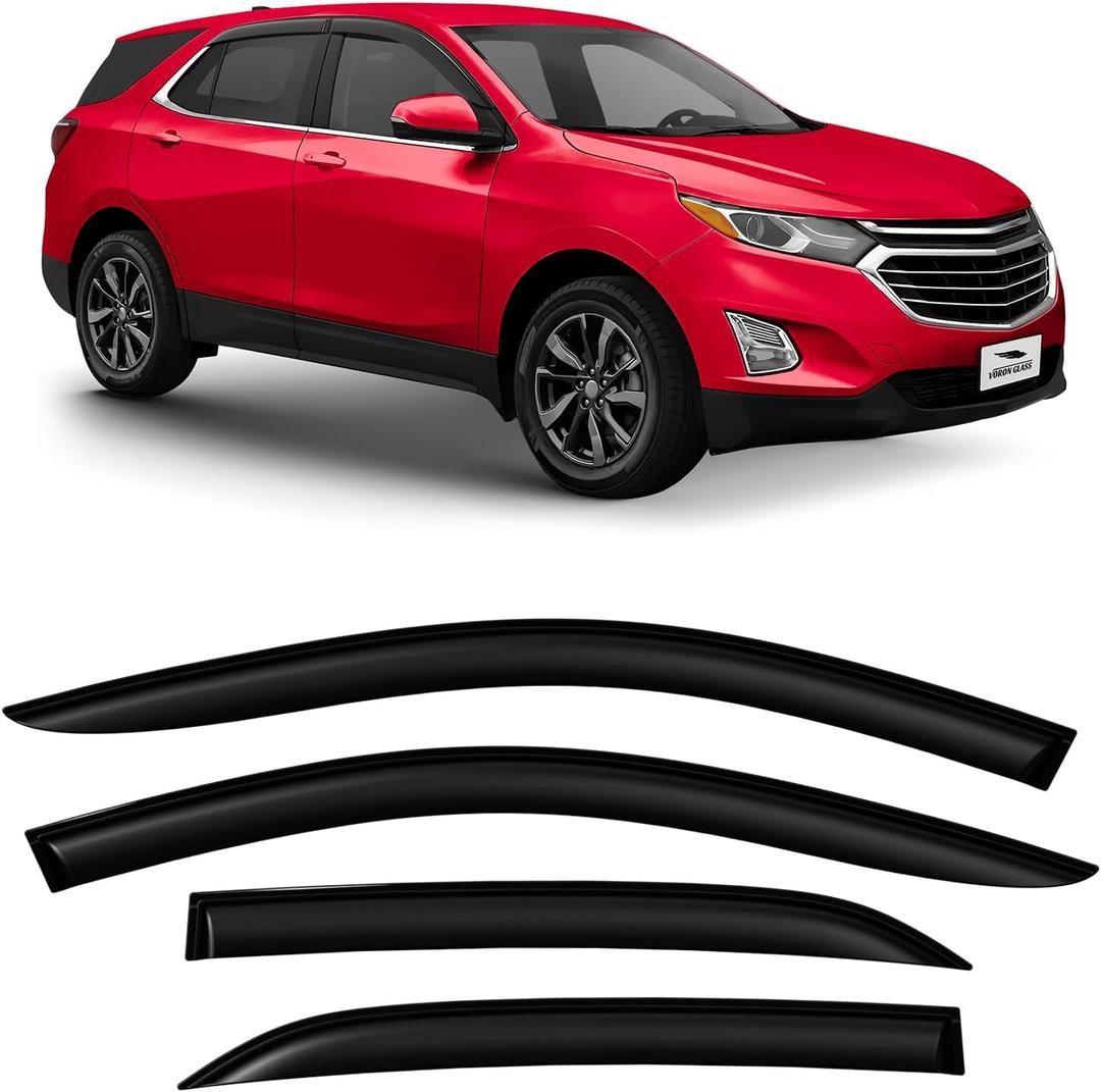 Voron Glass Tape-on Extra Durable Rain Guards for Chevrolet (Chevy) Equinox 2018-2024, Window Deflectors, Vent Window Visors, 4 Pieces - 100436