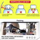 Car Back Seat Headrest Hanger 2 Car Hooks for Coat, Jacket, Suit, Clothes, Purse, Handbag, Grocery Bags - Multi-Purpose Storage Holder for Automobile - Black