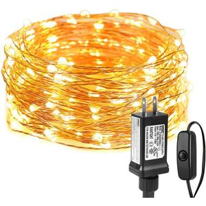 Lighting EVER Fairy Lights Plug in, 33ft 100 LED String Lights for Bedroom, Warm White Copper Wire Lights, Waterproof Indoor Outdoor Decorative Fairy Lights for Patio, Garden, Balcony, Vases, Craft