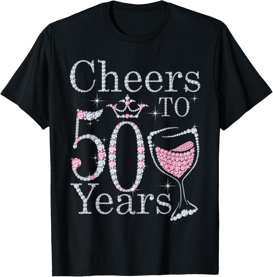 Cheers to 50 Years 1972 50Th Birthday Gift For Womens T-Shirt, Black, 1X