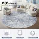 WITSHOCK 8ft Round Area Rug for Living Room: 8x8 Washable Neutral Modern Abstract Soft Thin Rug Indoor Floor No Slip Rug Carpet for Bedroom Under Dining Table Home Office Decor (Blue)