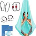 Aerial Silk Yoga Hammock & Swing for Home, Inversion Exercises, Starter Kit for All Levels - Durable with Extension Straps, Carabiners, and Pose Guide