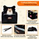 Yaras Woofyverse Dog Seat for Car Booster Seat for Small & Medium Dogs with Adjustable Cushions, Fur-Lined Headrest & 6-Pocket Storage Portable Pet Car Seat for Front/Back Travel Midnight Ash