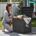 YITAHOME 31 Gallon Resin Deck Box Outdoor Storage Box and Waterproof Package Delivery Box with Lockable Lid for Patio Furniture, GardenTools, Pool Supplies, Black