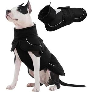 Kuoser Dog Winter Coat, Dog Jackets for Large Dogs, Winter Waterproof Big Doggie Coat, Reflective Dogs Cold Weather Coats, Windproof Turtleneck Pet Puffer Jacket Snowsuit Clothes with Harness Hole