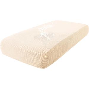 hyha Waterproof Couch Cushion Covers for Pets, Non Slip Sofa Seat Cover for Dogs Washable, Soft Thick Stretch Jacquard Fabric, Sofa Slipcovers with Elastic Bottom (1 Piece for Medium, Beige)