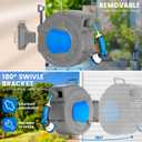 Retractable Garden Hose Reel Wall Mount 1/2" x 100 ft + 6.5 ft Water Hose Reel for Outside with 10 Pattern Nozzle, Automatic Slow Rewind System/Lock Any Length/180Swivel