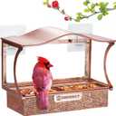 Window Bird Feeder, Metal - with Strong Suction Cups, Large Outdoor for Viewing Bird Watching Gift (Curved)