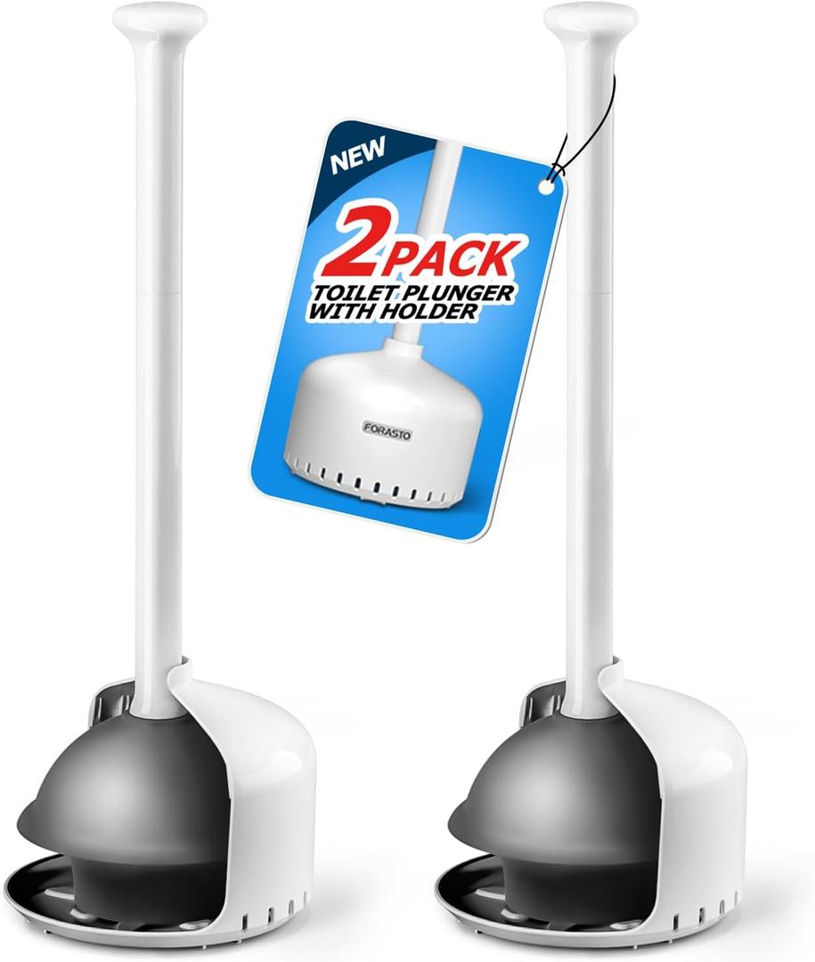 2Pack Toilet Plunger with HolderPlungers for Bathroom with Holder, Toilet Plunger with CoverBathroom PlungerBathroom DecorBathroom AccessoriesToilet Bowl Cleaners,White