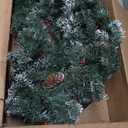 Christmas Garland with Lights - 9FT Pre-Lit Flocked Garland with 50 LED Bulbs, Red Berries, Pine Cones, Artificial Pine Battery Operated Garland for Fireplace, Staircase, Indoor & Outdoor Decoration