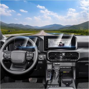 2Pack Screen Protector Foils Fit for Toyo ta Land Cruiser Prado 250 2024 2025 12.3-inch Navigation Screen Protector and Dashboard Screen Tempered Glass Touch Display Anti Scratch Protective Film Accessories