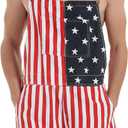 Festival Overalls for Men Shorts Romper Work Jumpsuits Bibs Coveralls (Small, 1#us Flag)