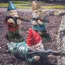 Tirifer 3PCS Garden Gnomes with Gun, Guard Gnome for Garden Military Army Soldiers, Tactical Statue for Indoor Outdoor, Patio, Yard, Lawn, Christmas Ornaments, Home Décor