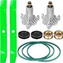 42 Mower Deck Spindles Blades Rebuild Kit Fits Husqvarna LT1000(Only 3-Hole Spindle), 2 Spindles 130794, 2 Blades 134149, Idler Pulley 131494 and 173437, 95 1/2'' Belt 144959