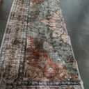 Area Rugs 9'x12' Washable Non-Slip, Floral Vintage Distress Print Pattern Medallion Carpet for Living Room Bedroom Dining Room, Brick Red Rust Neutral Brown Burnt Orange Green