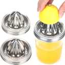 Mason Jar Stainless Steel Juicer Lid (2 Pieces), Citrus Reamer for Wide Mouth Mason Jar Lemon Juicer Manual Citrus Juicer.