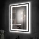 DUMOS 28"x 20" LED Bathroom Mirror with Lights, Dimmable Anti-Fog Front Lit Backlit Lighted Wall Mounted Rectangle for Vanity Makeup Memory Function Tempered Glass Shatter-Proof Horizontal&Vertically